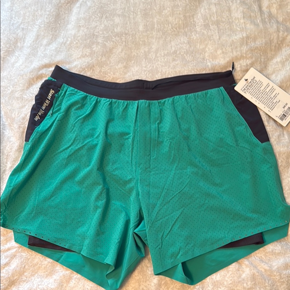 lululemon athletica Teal and Black Athletic Shorts